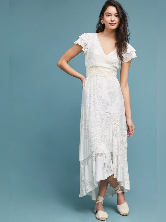 FARM Rio Dresses & Skirts - FARM Rio Cream Embroidered V‑Neck Maxi Dress